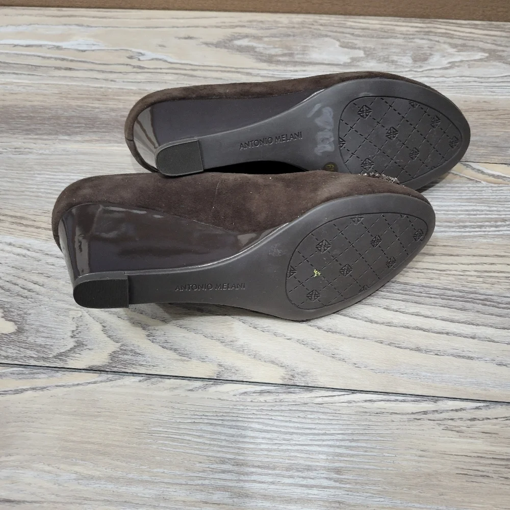 Antonio Melani Bejeweled Wedge Heels Womens Size 6 M Brown